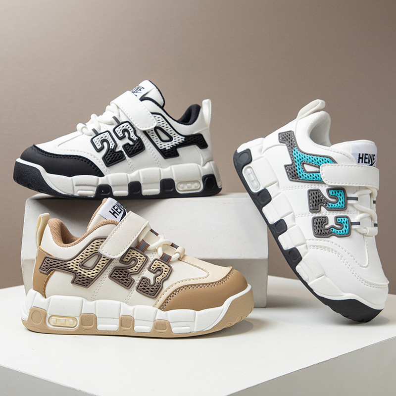 New design Children's sports shoes Leather upper autumn and winter new fashion Boys' running shoes Soft-soled casual shoes single shoes Free