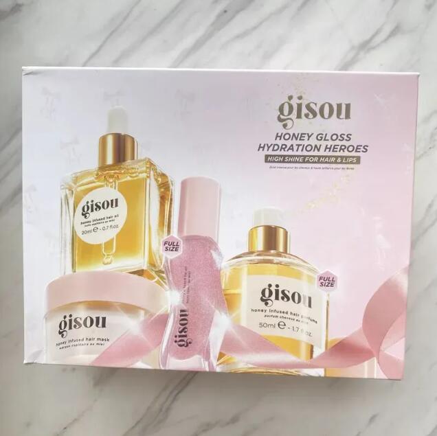 Gisou Set 4 in 1 honey infused Hair Perfume 50ml Hair Oil 20ml Hair Mask 75ml Lip Oil 8ml hair care shine bonding essential oil women men styling spray