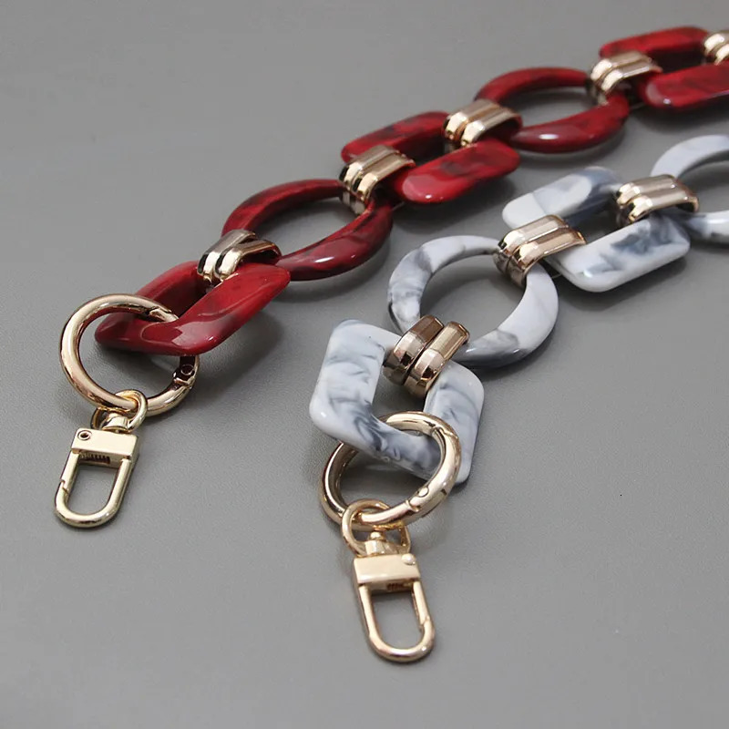 Fashion Woman Bag Accessory Detachable Replacement Red Ink Acrylic Metal Chain Strap Women Shoulder Clutch Chains 251030
