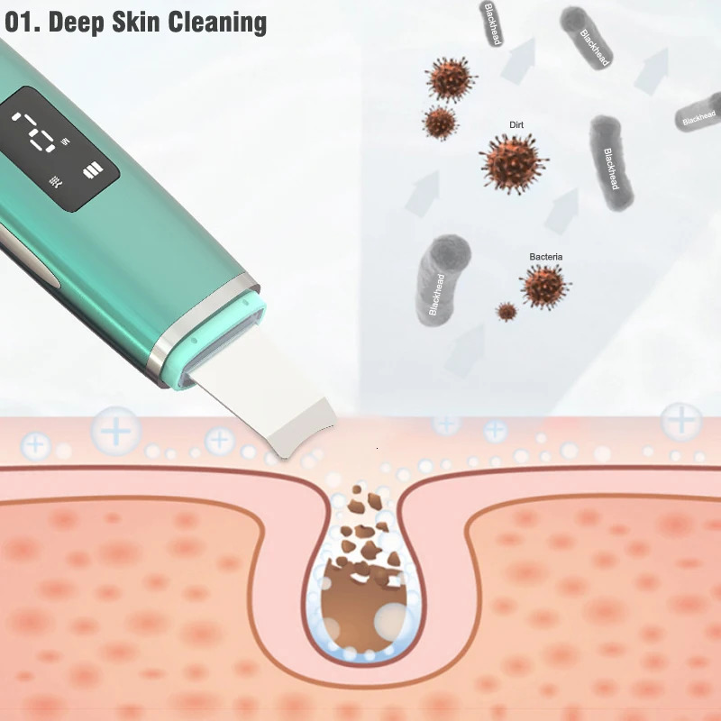 Ultrasonic Skin Scrubber EMS Facial Skin Deep Face Cleaning Machine Peeling Shovel Facial Pore Cleaner Face Massager 251030