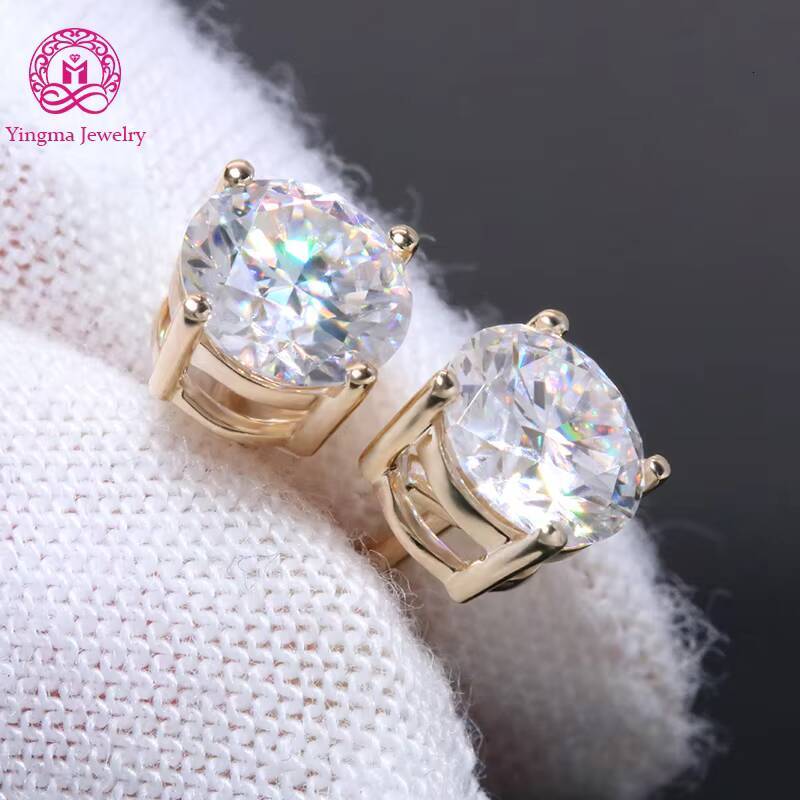 1CT Each D VVS1 Diamond Stud Earrings Classic 4 Claws 14k 18k Gold Lab Grown Diamond Screw Back Stud Earrings