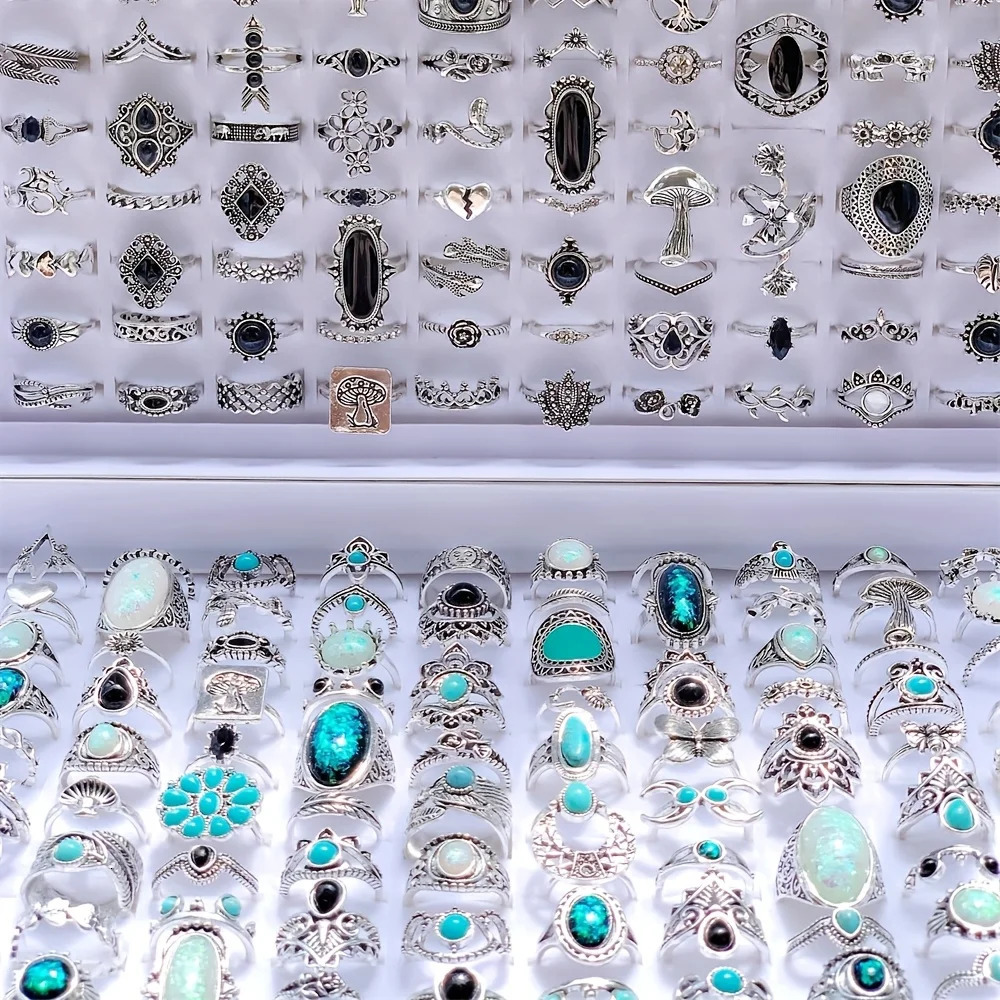 20Pieces Vintage Bohemia Turquoise Rings Set For Women Men Mix Style Geometry Flower n Finger Jewelry Party Gifts 251031