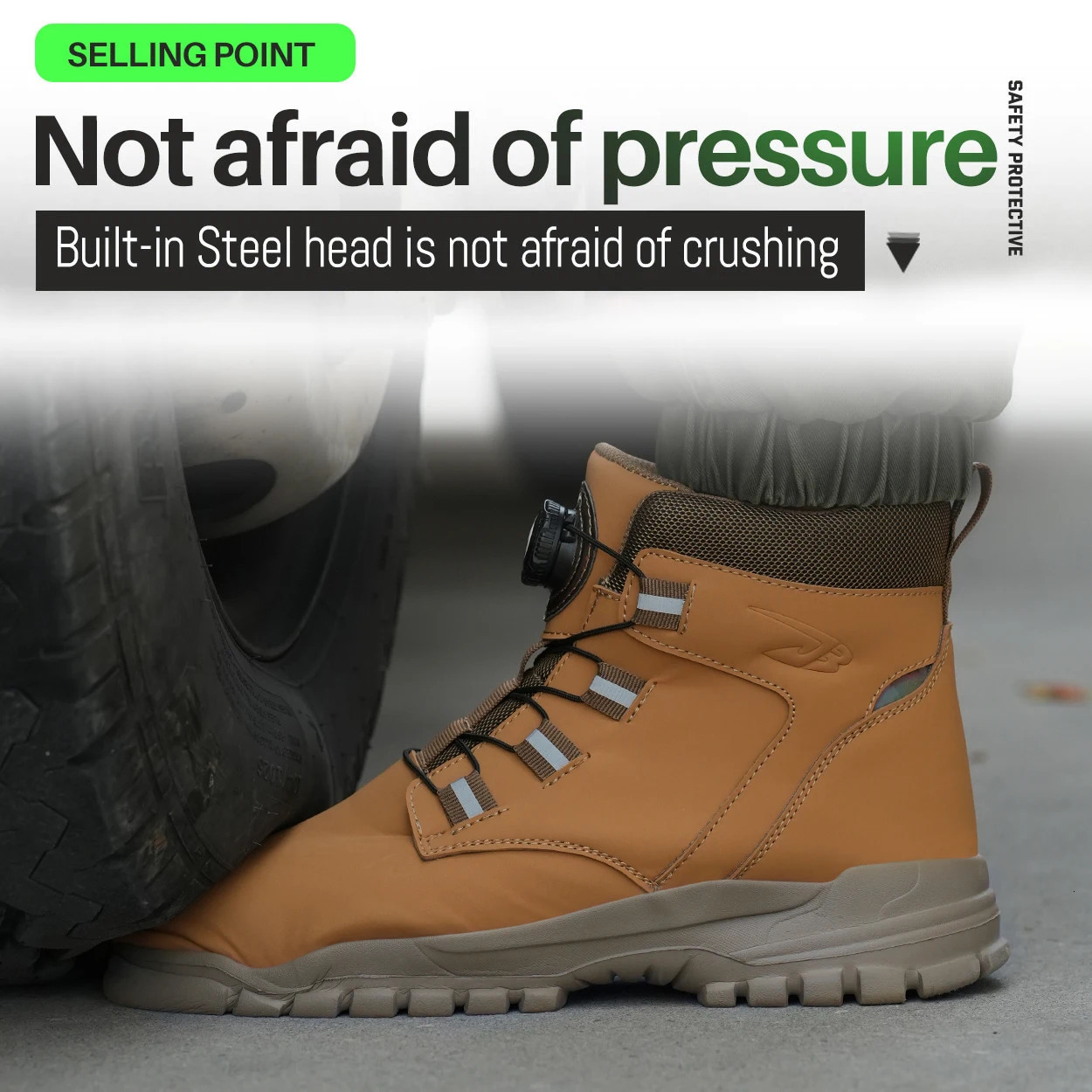 Leather Non Slip Work Boots for Men Rotating Button Safety Shoes Steel Toe Sneaker Male Puncture Proof Protective Boots 251030