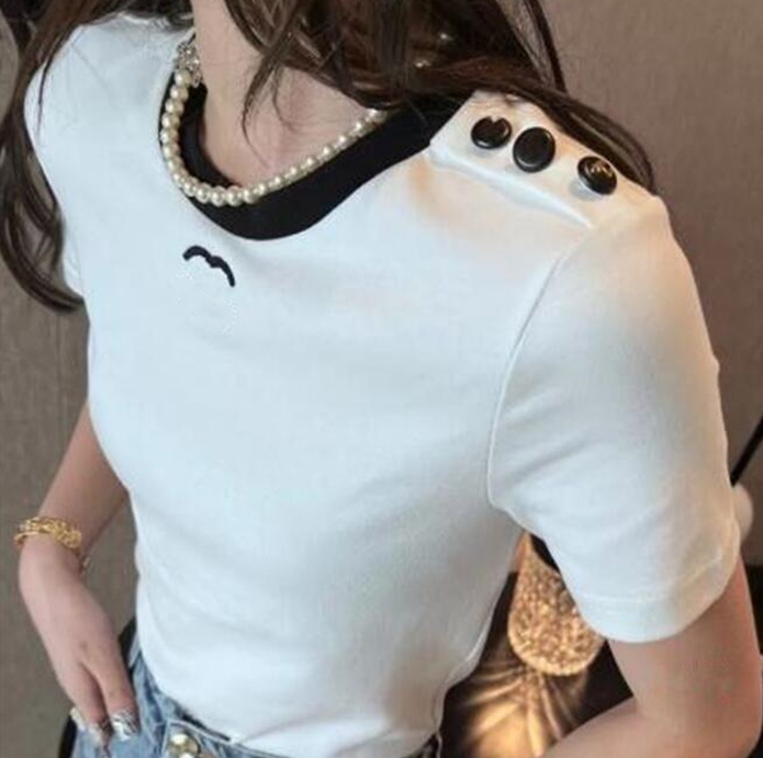 Womens T Shirt Designer For Women Shirts With Letter And Dot Fashion tshirt With Embroidered letters Summer Short Sleeved Tops Tee Woman Clothing S-L