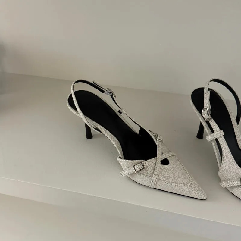 Spring womens highheeled shoes with angled shallow metal buckle Aline anti slip and wearresistant high boots 250402BJ - view 5
