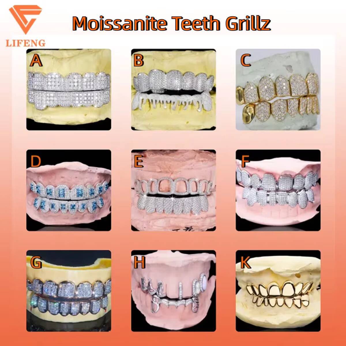 Iced Out Hip Hop Grillz Diamond Teeth Rappers 8 Top 8 Bottom Gold Plated 925 Sterling Sliver Custom Vvs Moissanite Grillz