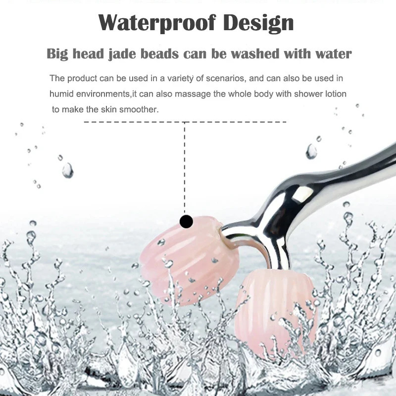 r 3D Face Lift Roller Massager Facial Massage 360 Rotate Natural Stone Rose Quartz Jade Roller for Face Slimming 251030