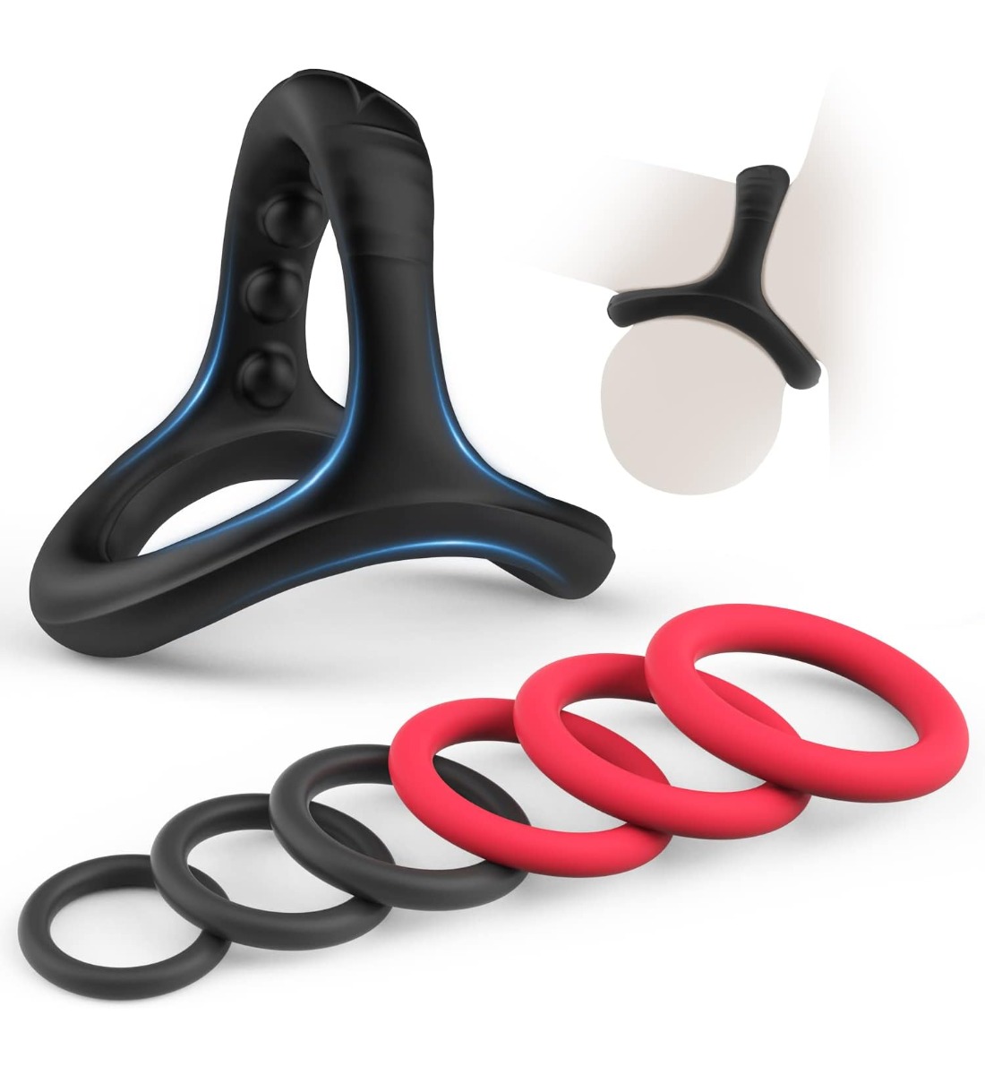 Silicone Penis Rings Set with 7 Different Sizes Cock Rings for Erection Enhancing, Long Lasting Stronger Men Sex Toy, Strechy Adult Sex Toys for Men