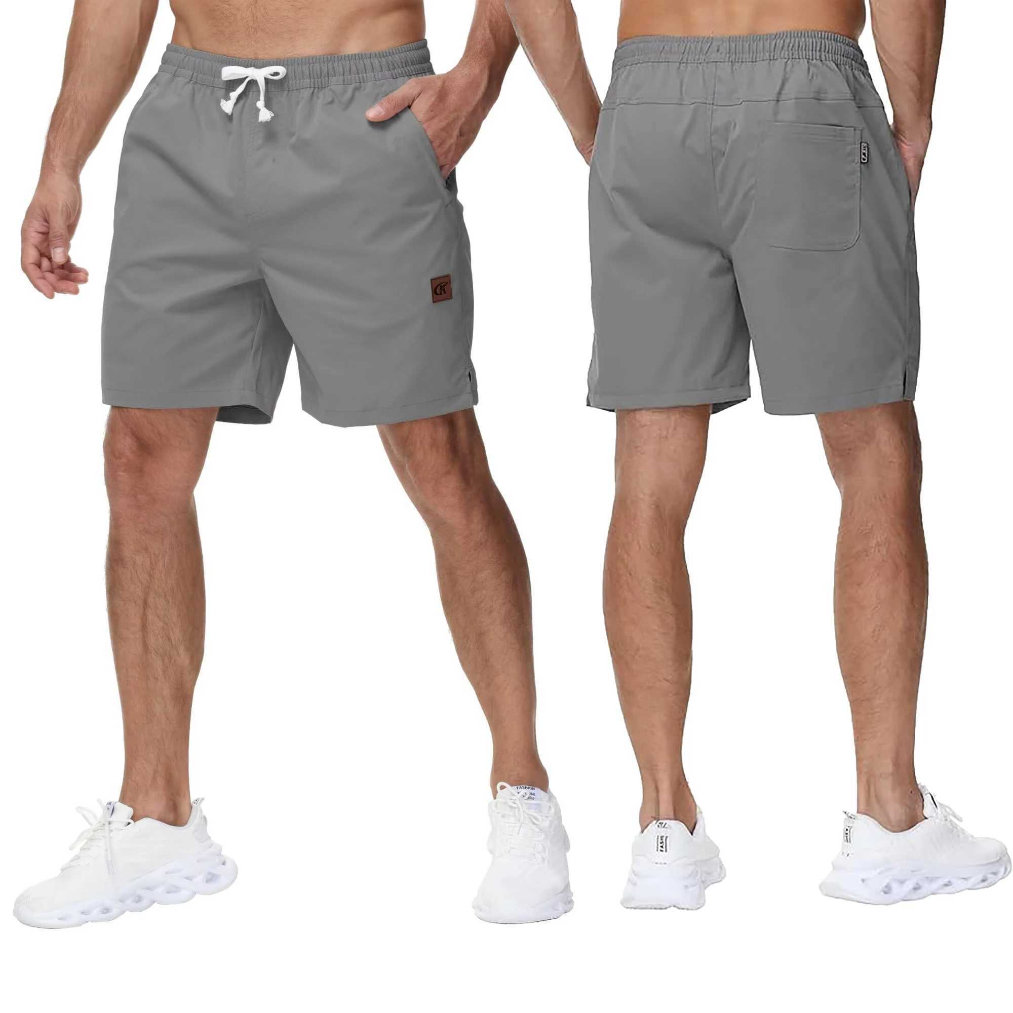 Mens casual running diagonal shorts high-quality sports pants elastic 7-inch shorts with zippered pockets W250402