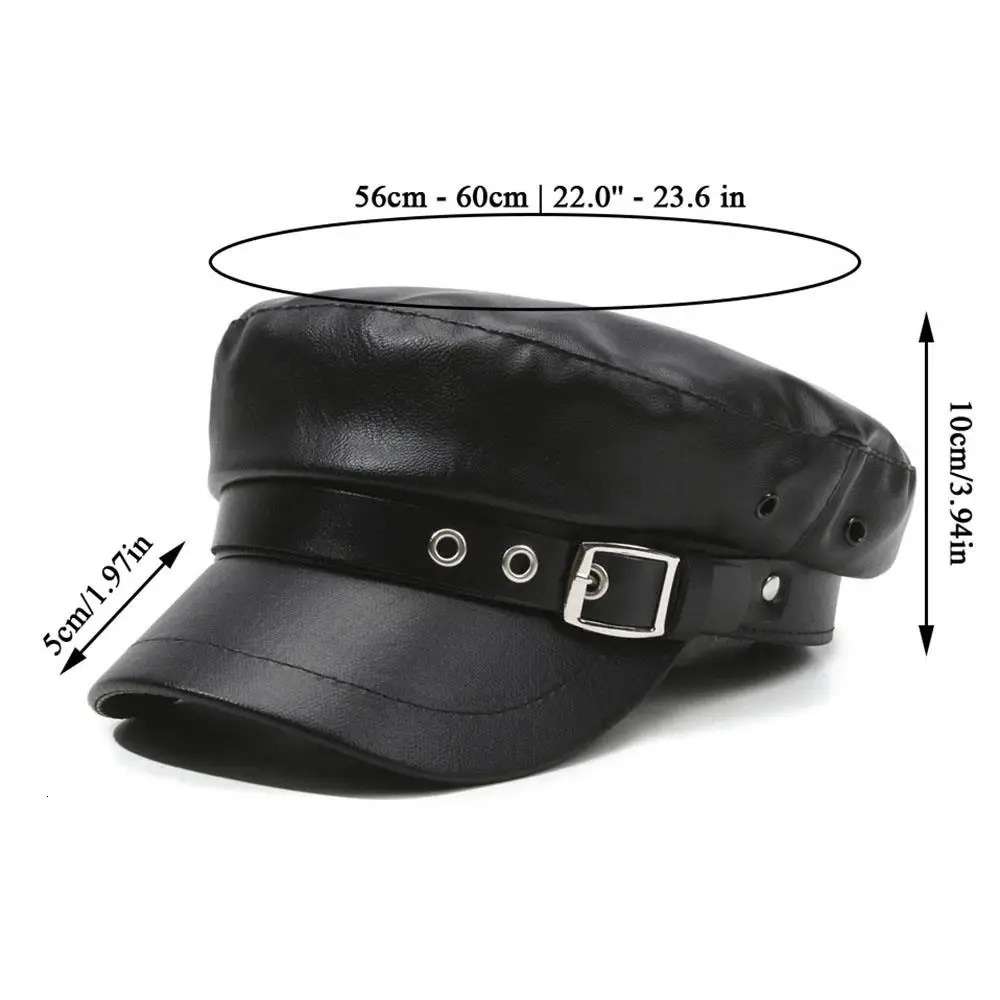 Trendy PU Leather Beret Hat Gothic Lolita Punk Cap Versatile Beret Retro Flat Tops Visor sboy Cap Painter Hat Octagonal Cap 251031