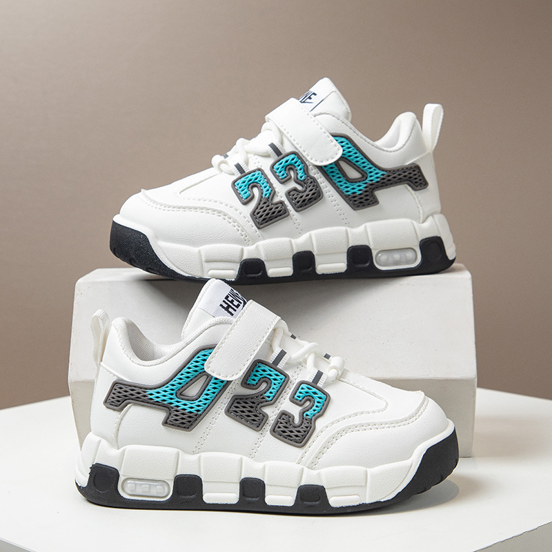 New design Children's sports shoes Leather upper autumn and winter new fashion Boys' running shoes Soft-soled casual shoes single shoes Free