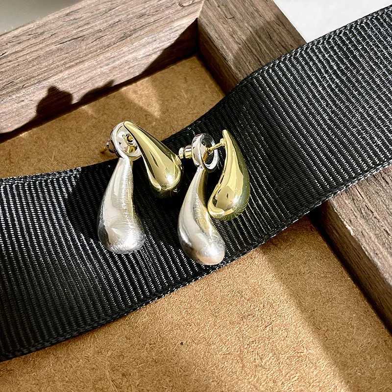Light Luxury Elegant Gold Color Contrast Drop Metal Stud Earrings For Women Fashion Simple Geometry Jewelry Party Gifts Y250401