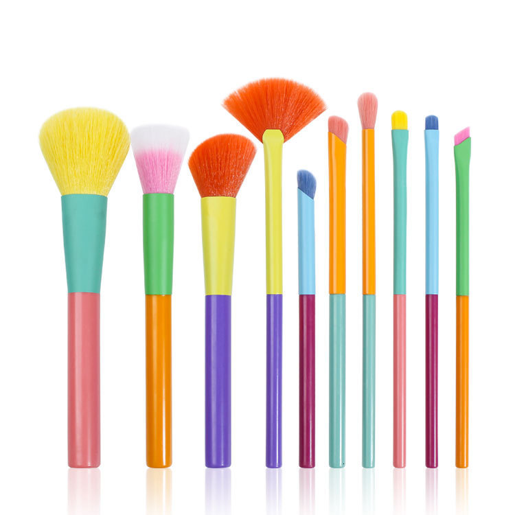 10 Macaron makeup brush set Soft hair powder brush Spot color brush eye shadow brush Full set of beauty tool brush 230602