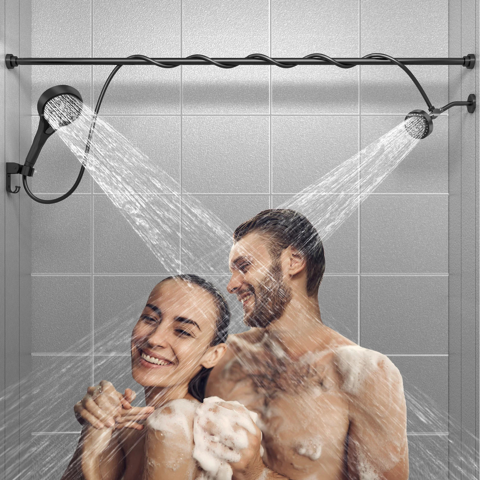 Tandem Shower Head for Couples High Pressure Dual Double Two People 2 Showerhead System 251028