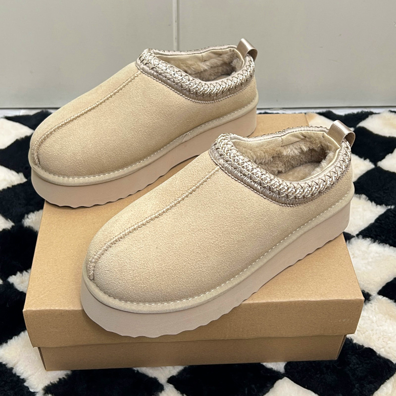 Slippers Shoes Platform Slides Snow Boots Designer Womens Tazz Scuffs Ultra Mini Chestnut Wool Fluffy Real Genuine Leather Women Fast Ship With Box dh