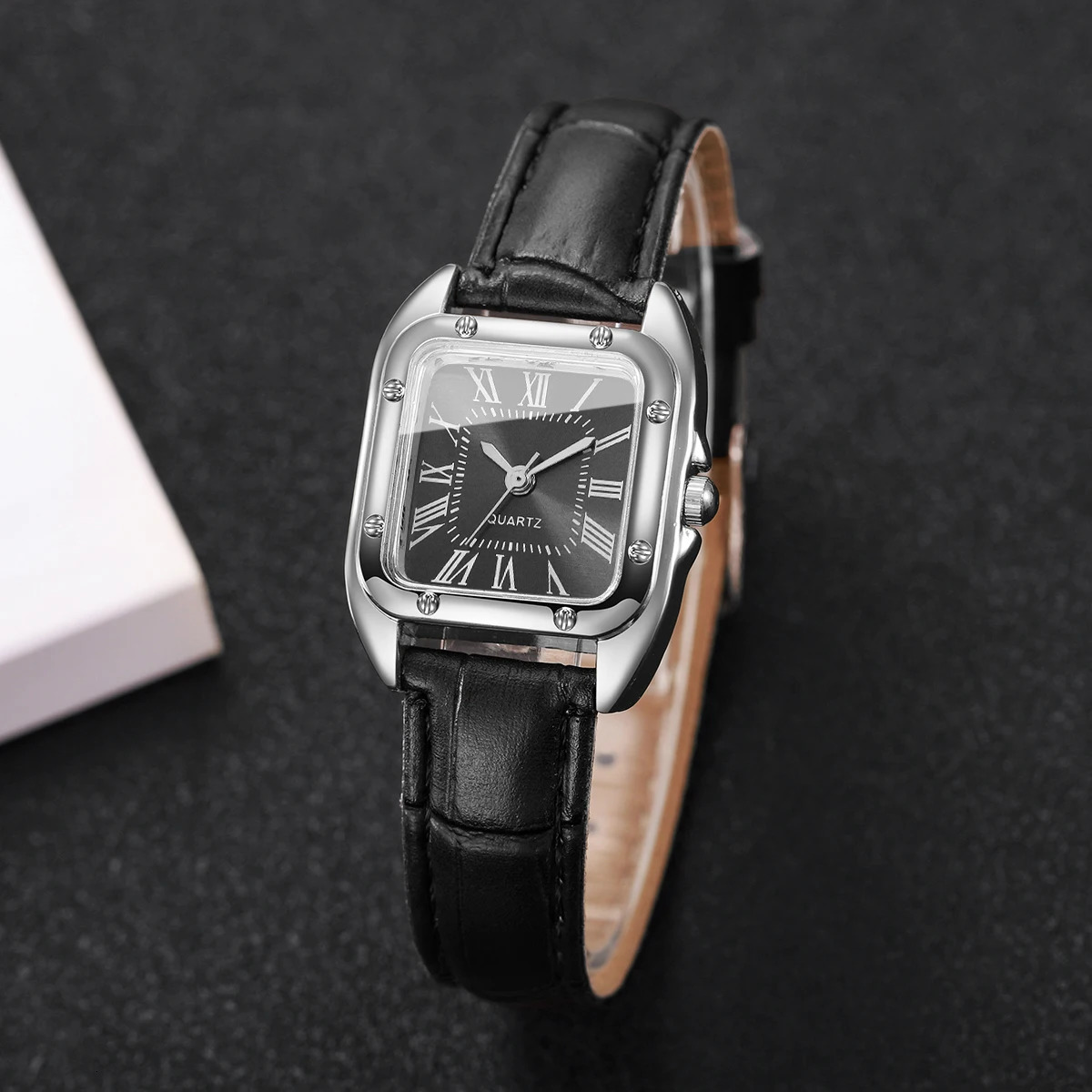 Fashion Square Women Leather Strap Wristwatches Casual Roma Dial Quartz Watch For Ladies Clock Relogio Feminino Without Box 251031