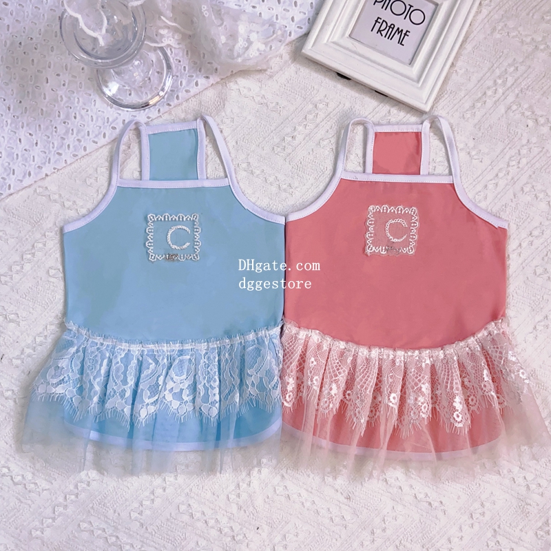 free shipping Clothes Designer Dress with Embroidered Letter Patterns Tulle Birthday Princess Dog Skirt for Small Medium Dogs Girls Boys Cats Outfit S
