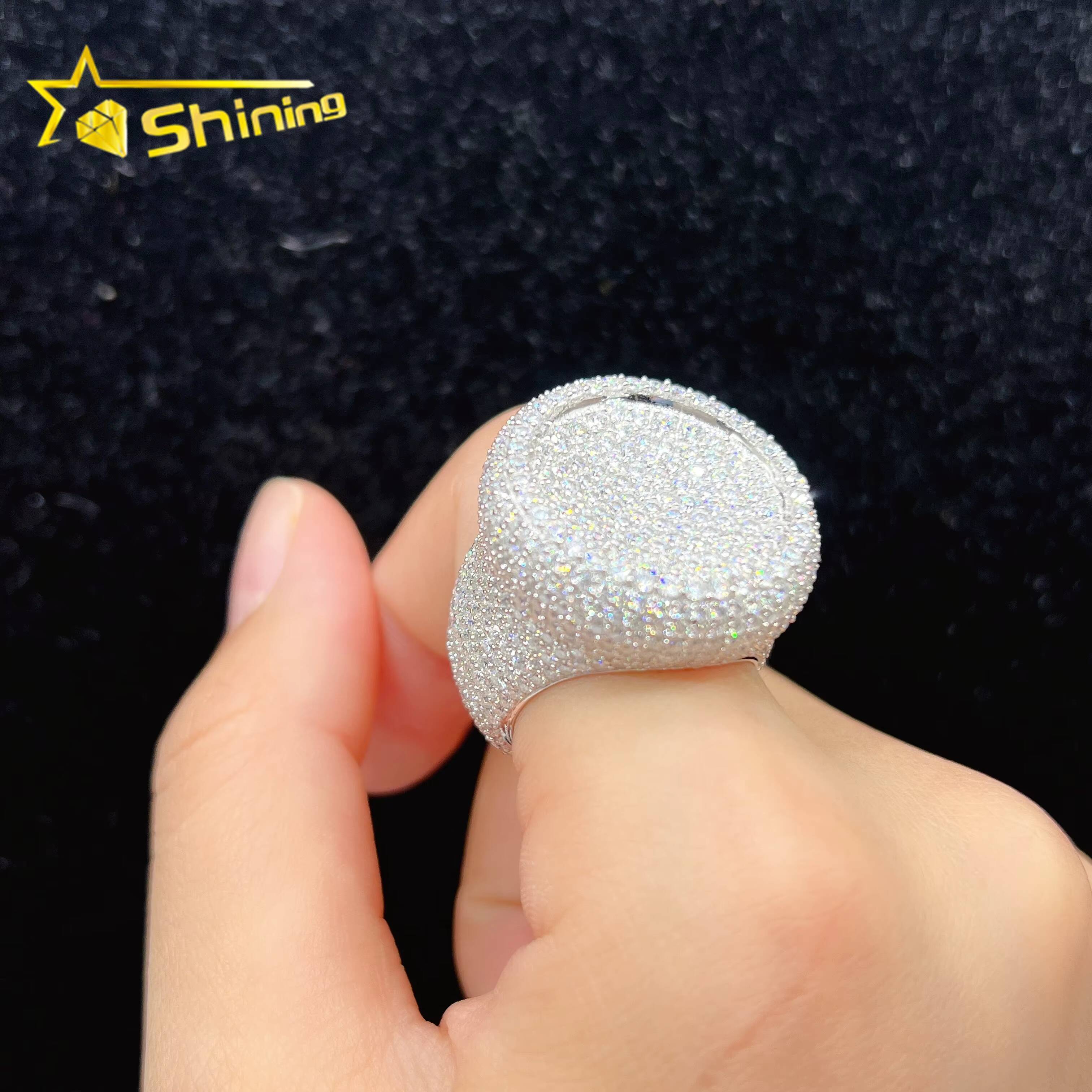 Ready to Ship Vvs Moissanite Diamond 925 Sterling Silver Hip Hop Luxury Iced Out Ring