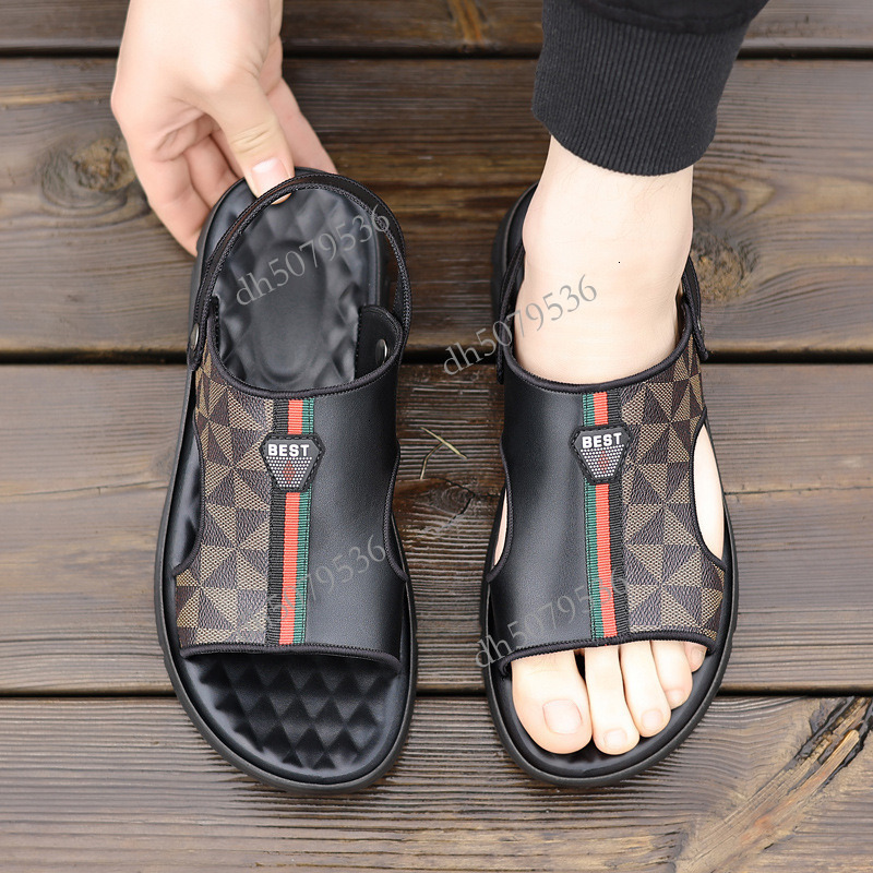 New Luxury Designer Sandals With Soft Leather Soft Sole Beach Shoes Retro Breathable Slippers For Indoor And Outdoor Use Trendy Anti Slip Color Blocke