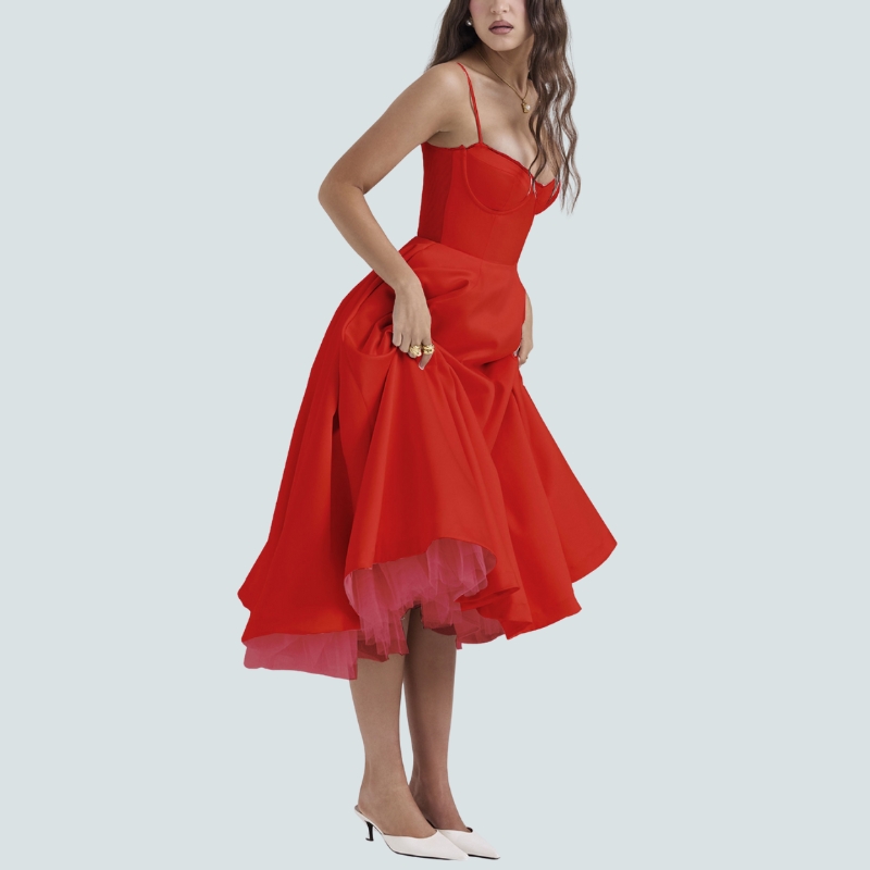Sexy women's new suspender V-neck sleeveless dress tutu dress long dress