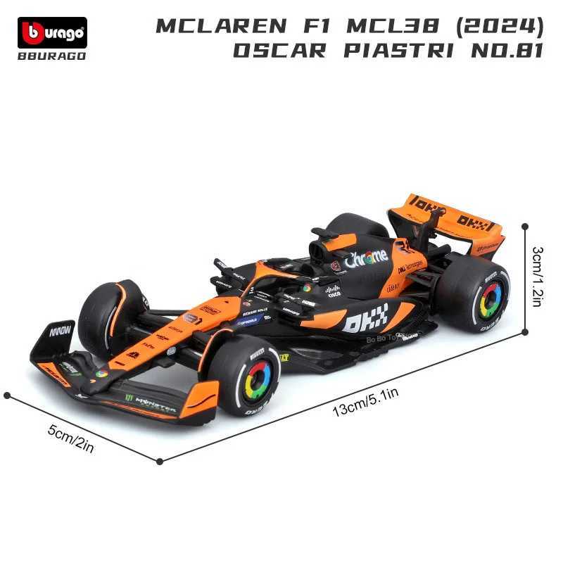 Bburago1 43 McLaren 2024 MCL38 Miami GP Formula Racing Alloy Car Model Toy X250402