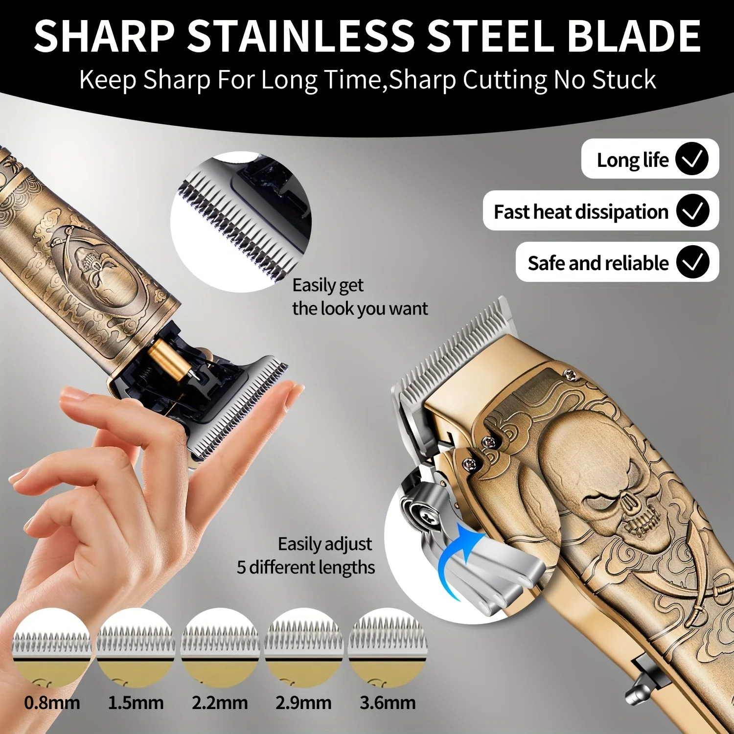 Hair Clipper for Men Zero Gapped Nose Hair Trimmer Set Professional Barber for Haircut Cordless Rechargeable Beard Trimmer 251030