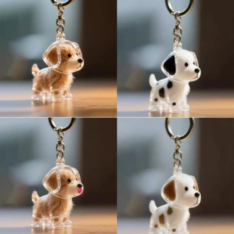 4pcs Cute Dog Hair Storage Keychain Transparent Animal Fur Storage Box Keyring Bag Decor Accessory for Pet Lover Gift Key Chains 251028