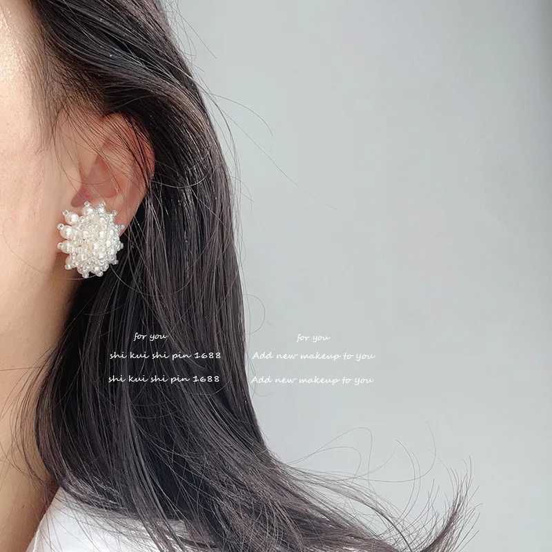 2025 New Arrival Spring Solid Color Crystal Imitation Pearl Stud Earrings For Women Fashion Sweet Geometry Jewelry Gifts Y250401