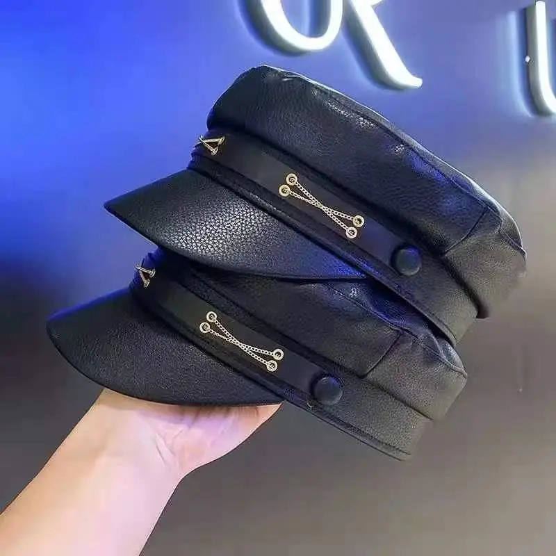 Womens PU Leather Beret Hat Vintage England Flat Top sboy Caps Outdoor Casual Visor Black Artist Fashion Painter Hat 251031