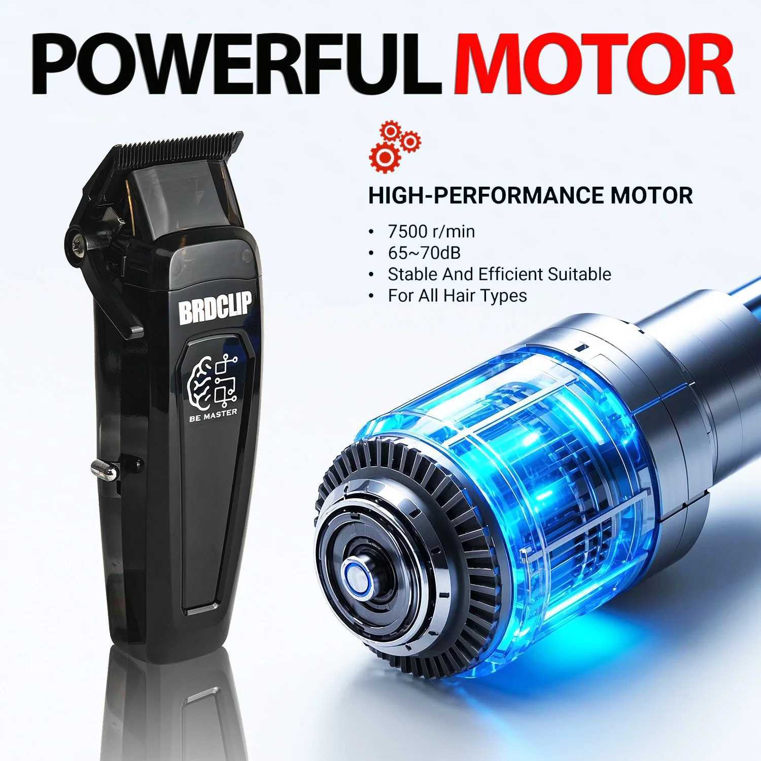 BRDCLIP professional electric hair clipper BRD 106 mens hair clipper 7500RPM with base 5 adjustable DLC blade hair clipper W250402