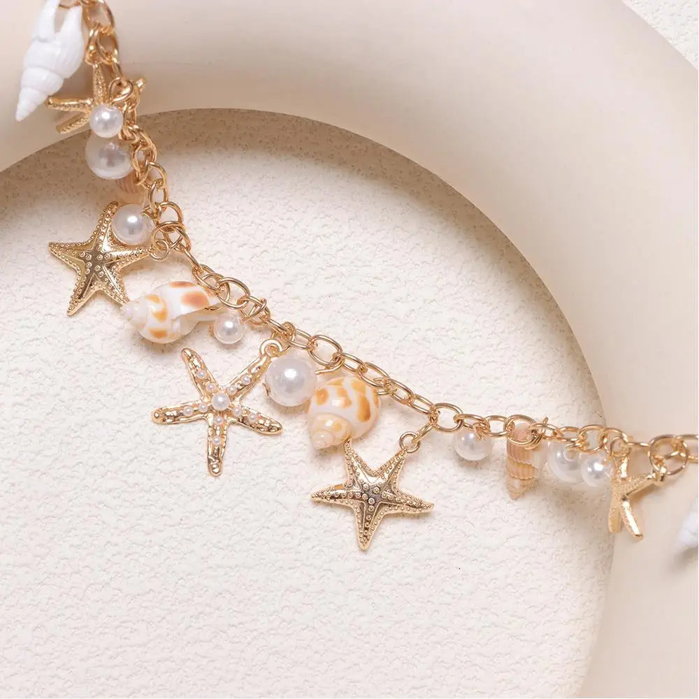 Exquisite Starfish Conch Pearl Bag Chain Bohemian Layered Metal Chain Bag Pendant DIY Bag Charms For Handbag Handle Jewelry Gift 251030