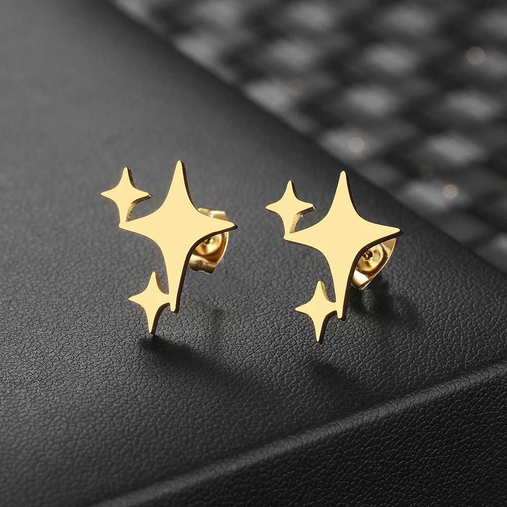 Stainless Steel Earrings 2022 Trend New Fashion Round Splicing Large Hollow Stud Earrings Womens Jewelry Party Gifts Y250401