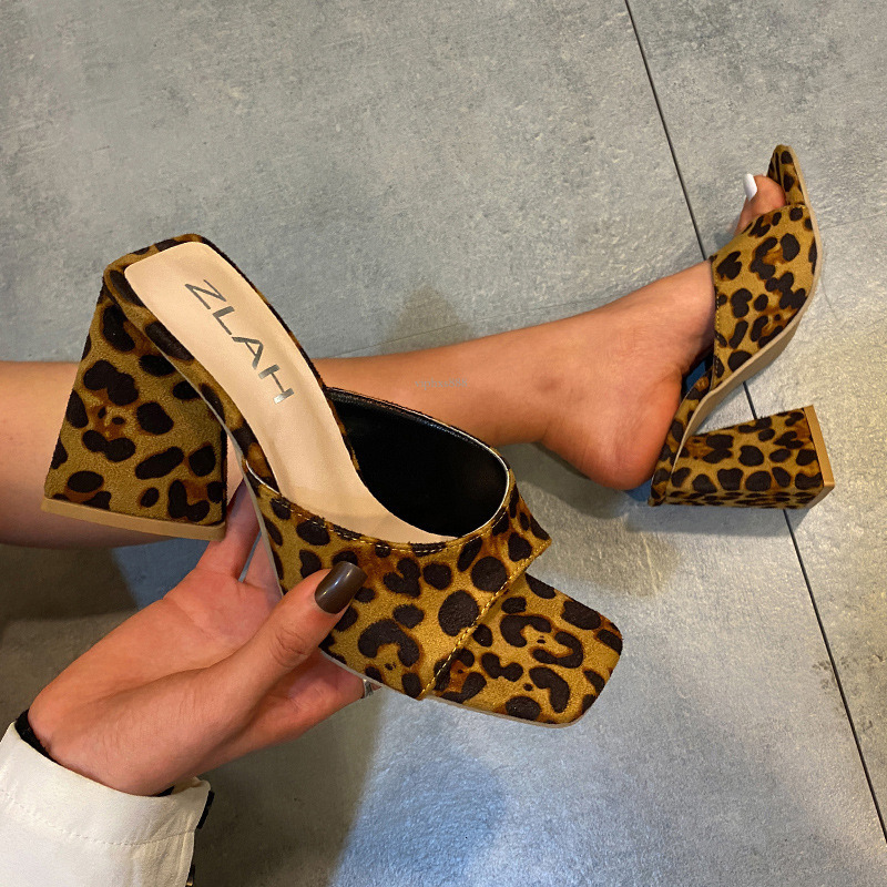 New Designer Sandals With Free Shipping Square Toe High Heeled Slippers Externally Large-sized Women's Shoes With Soles And Thick Heels For Women
