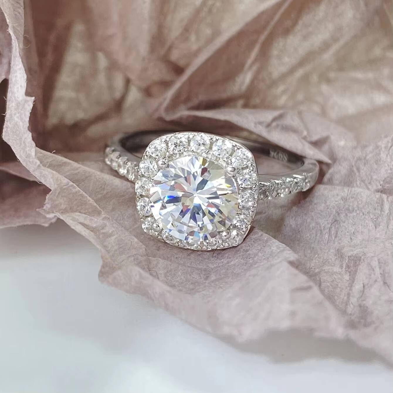 Fine Silver 925 Jewelry Rings 5A Zircon Rhodium Plated Silver Quality S925 Sterling Silver Engagement Wedding Rings for Women