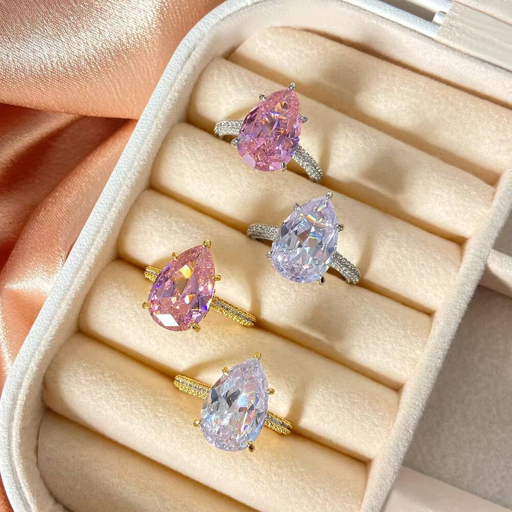 FOXI High Quality Engagement Rings Jewelry Oval Heart Marquise Asscher Cut Women Ice Crushed 8A Zircon 925 Sterling Silver Rings