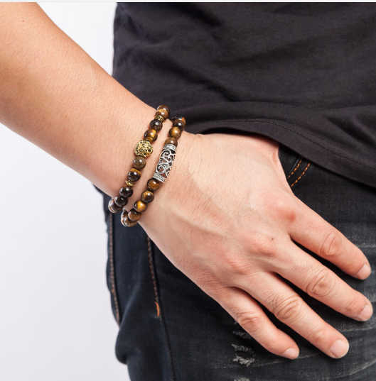 Chain New beads suitable for men smallest cross shaped bra natural tiger eyes wooden bracelet Metion agate stone Brazalete z250402