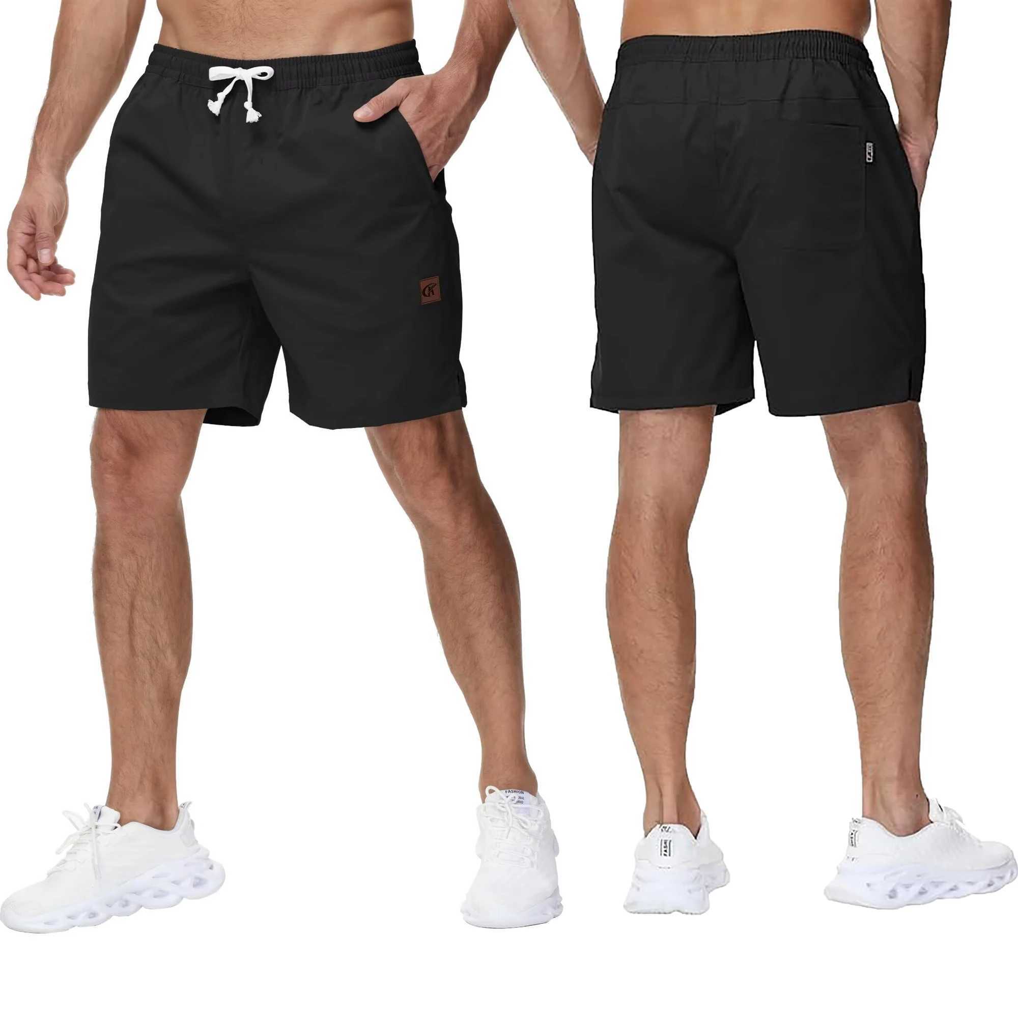 Mens casual running diagonal shorts high-quality sports pants elastic 7-inch shorts with zippered pockets W250402