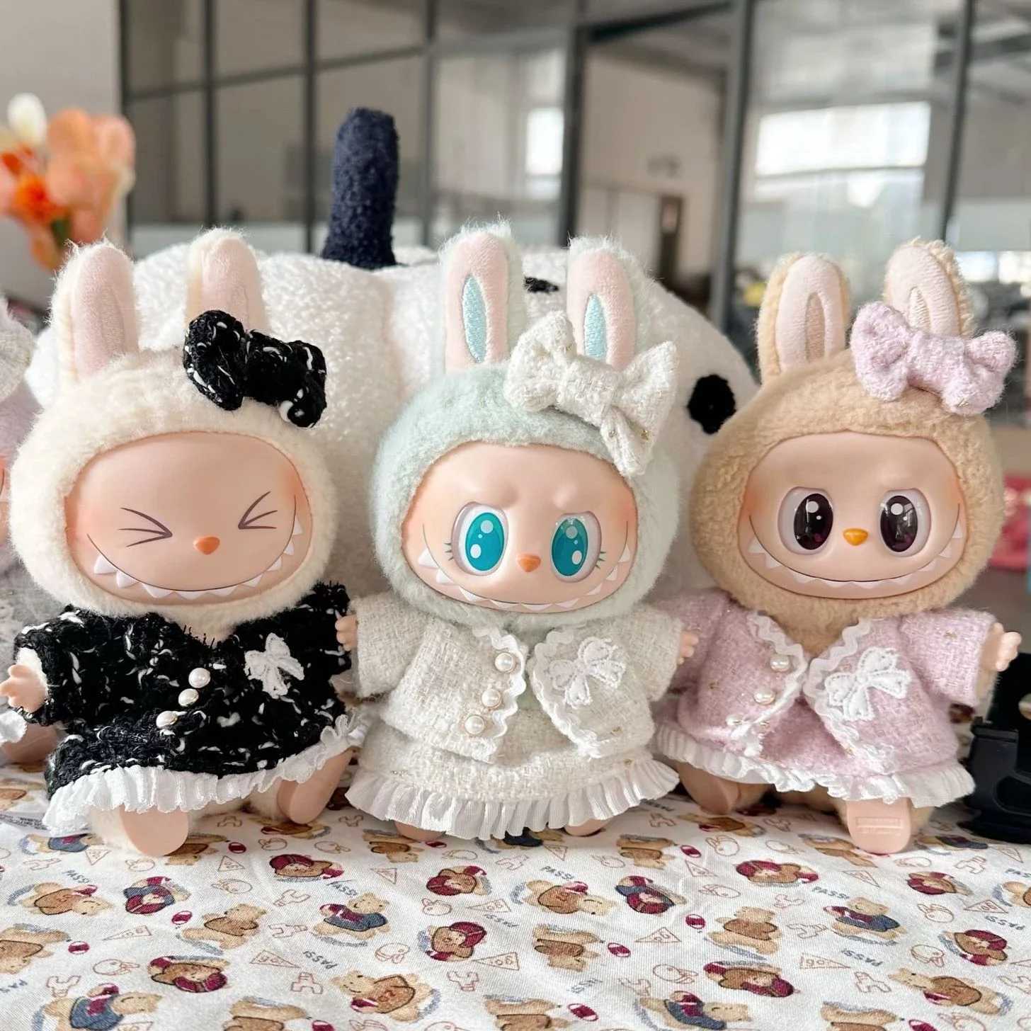 17CM Cute Labubu Doll Clothes Outfit Accessories Classic Dress Set for V2 Mini Dolls Clothing Girl Kid Gift Labubu Ropa W250402