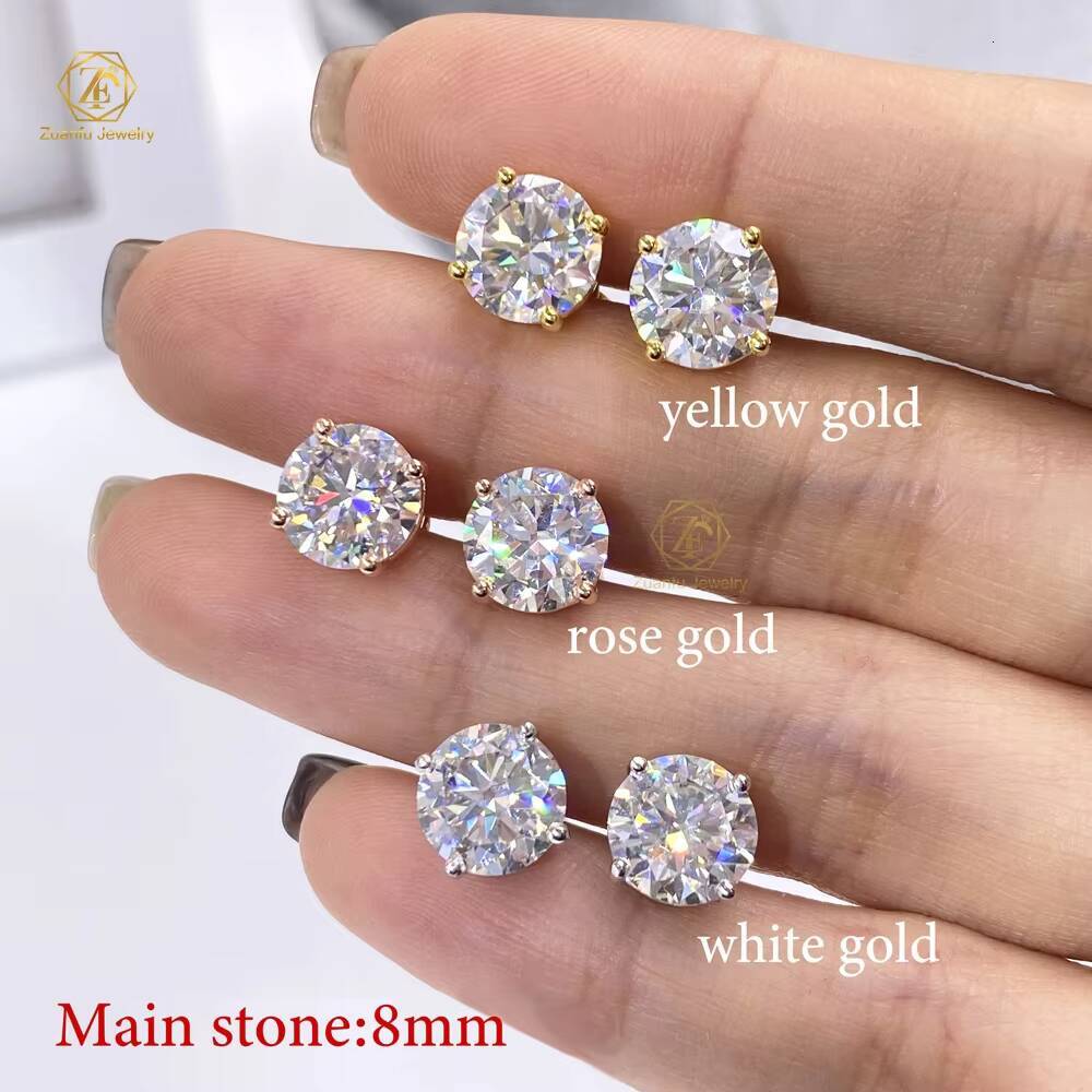 Wholesale VVS Diamond Earring Factory Price 925 Sterling Silver Round Cut 5mm 65mm 8mm Moissanite Stud Earrings Men Women