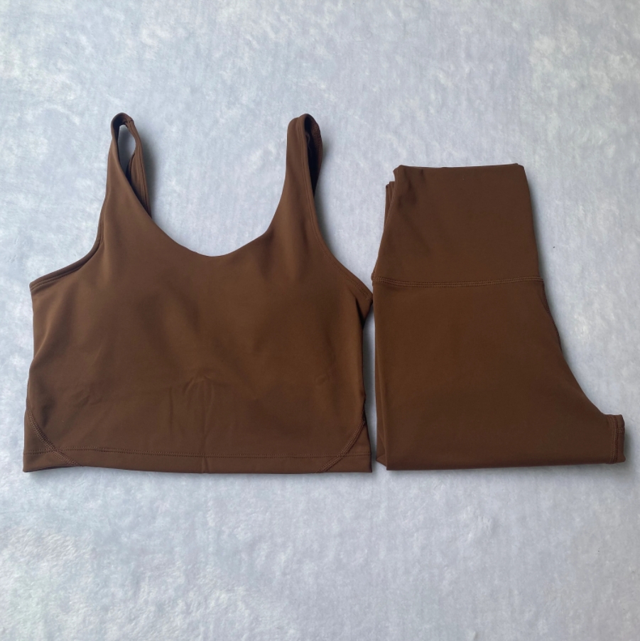 New Women leggings Bra set Flared pant yoga U-shaped Ring Built-in Chest Pad Sports Bra set