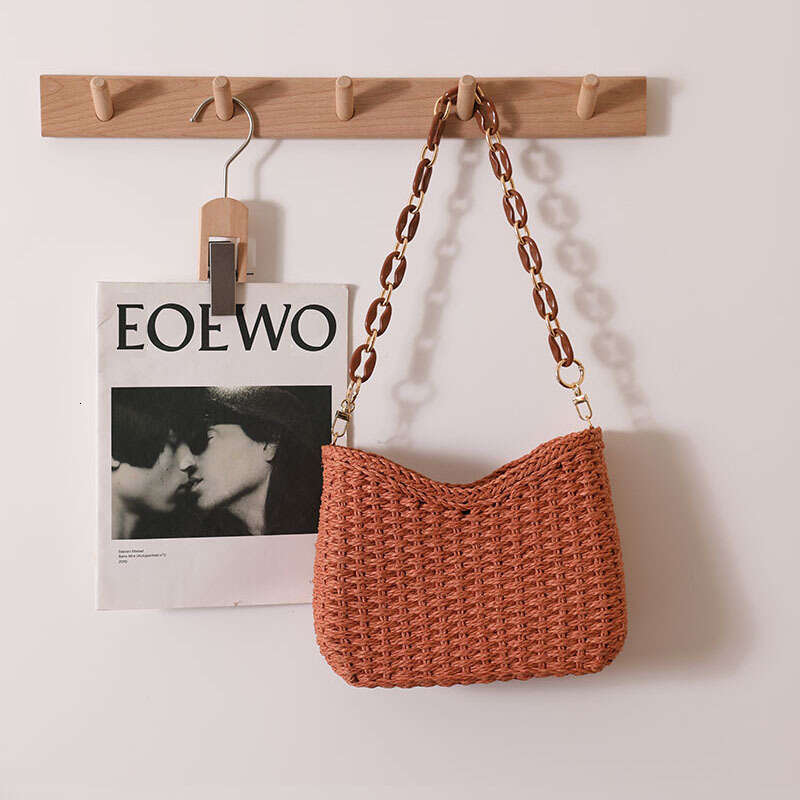2025 NEW Small Fresh Purple Woven Women's New Single Shoulder Solid Color Straw Beach Vacation Bag