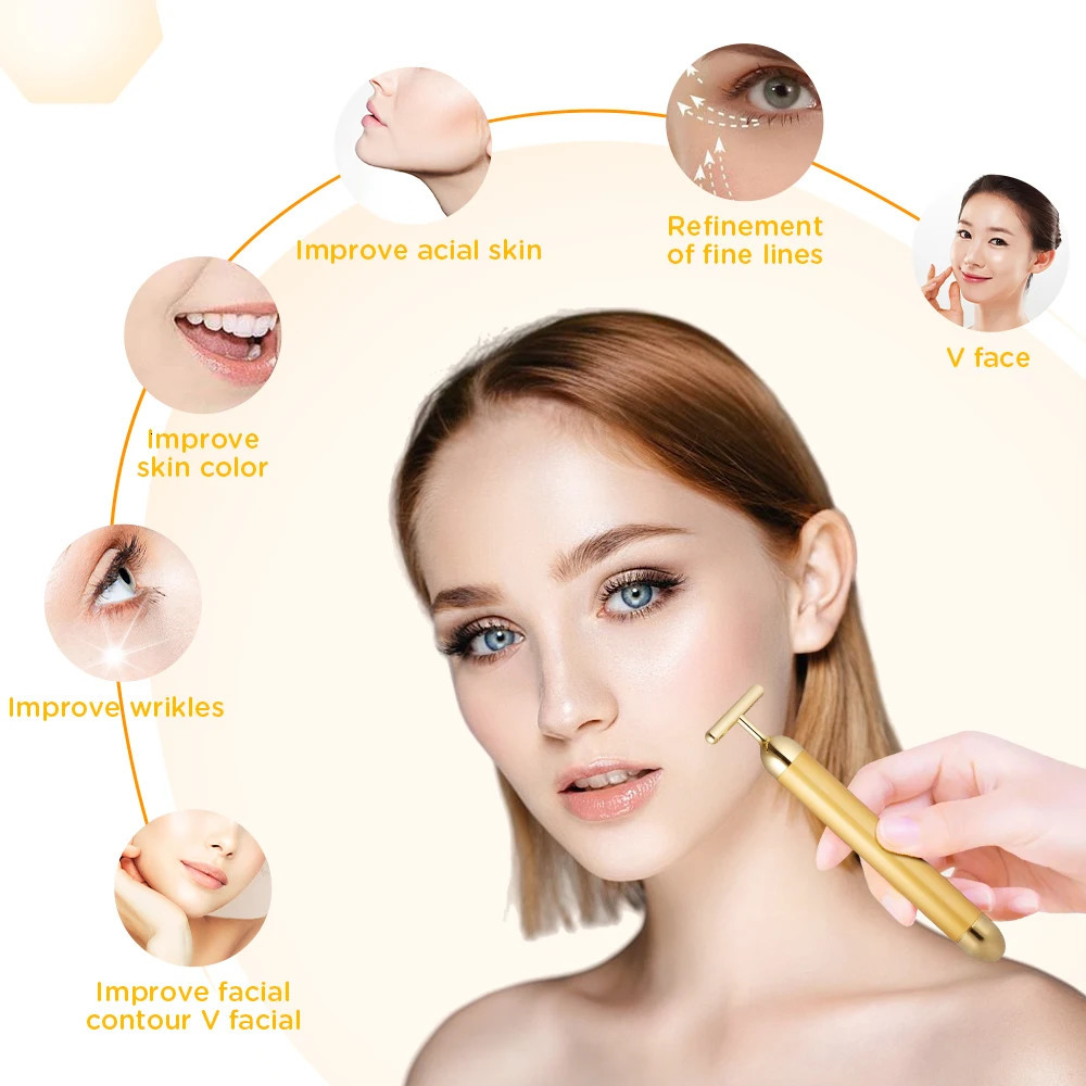 Beauty Stick 24k Gold Face Lift Bar Skin Energy Beauty Stick Vibrating Facial Massager Electric Beauty Instrument 251030