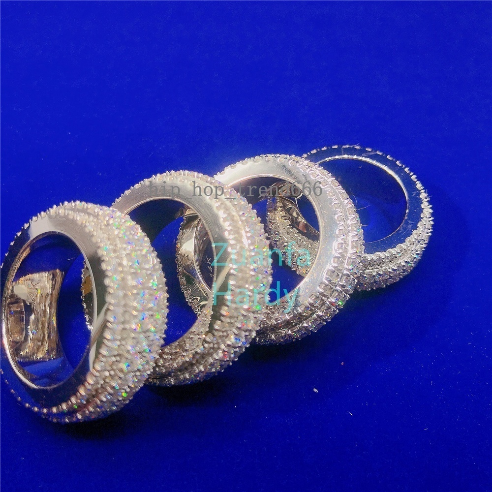 Factory Direct Sell Custom HipHop Gold Plated Jewelry Synthetic Diamond Iced Out Men VVS Moissanite Ring