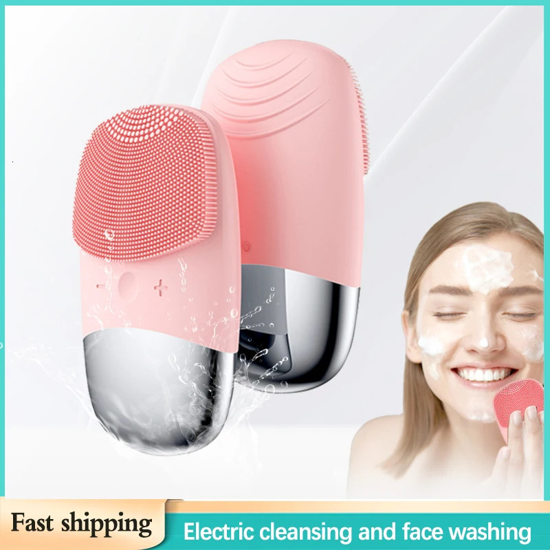 Electric Silicone Square Cleansing Brush Facial Cleanser Ultrasonic Skincare Facial Rechargeable Cleaning Massager 251030