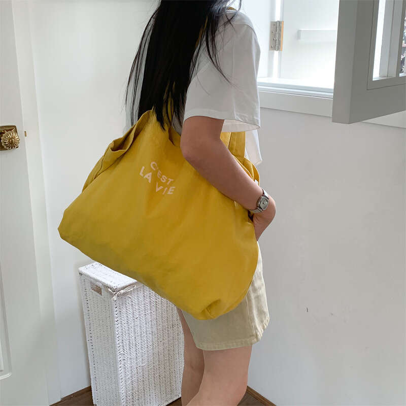 2025 NEW Literature Art College Series Lazy, Fashionable Cool English Printed Simple and Large Capacity Casual Women's Bag