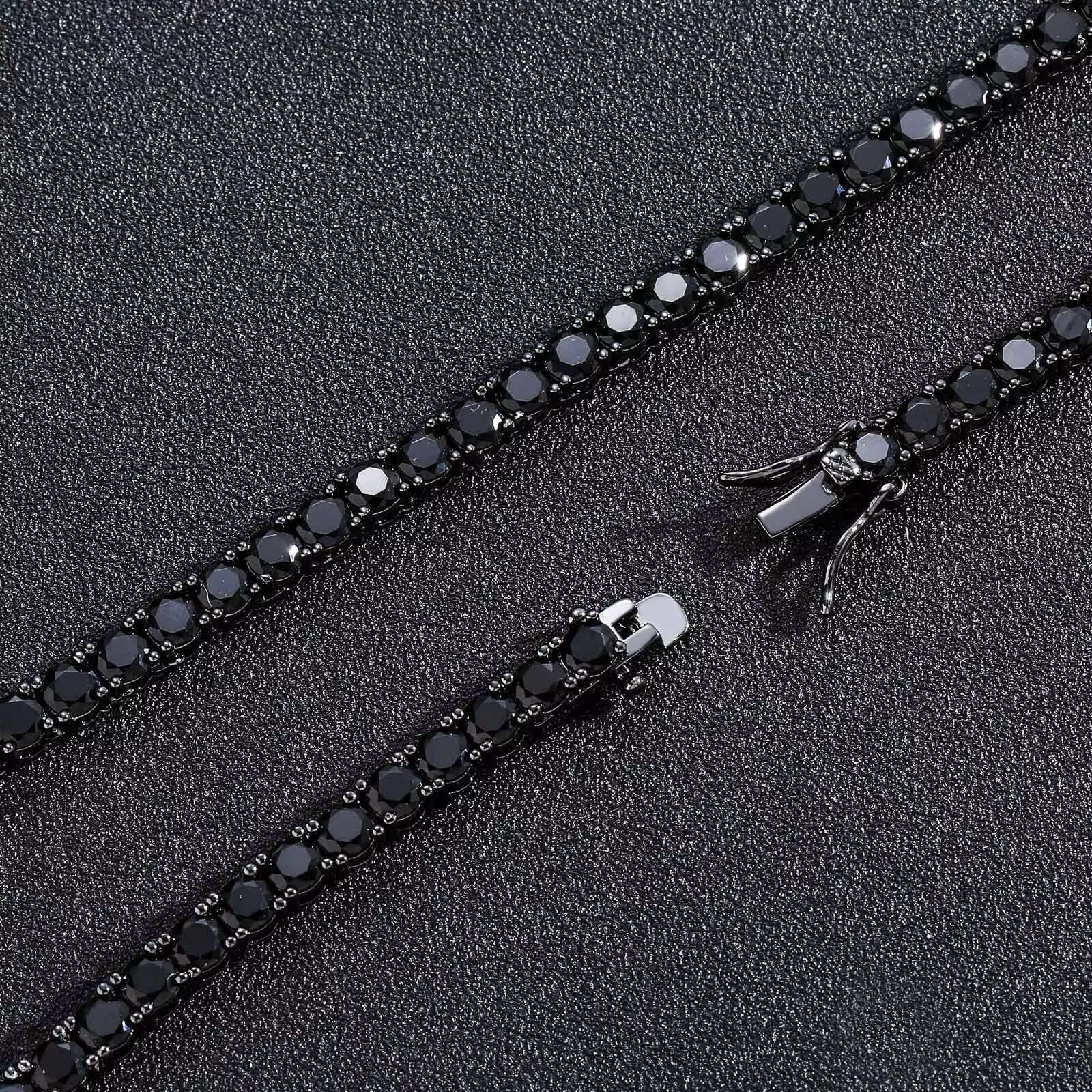 Wholesale Hip Hop Jewelry Fashion Iced Out 18K Gold Plated Brass moissanite Diamond Tennis Chain Black moissanite Necklace for Men Women