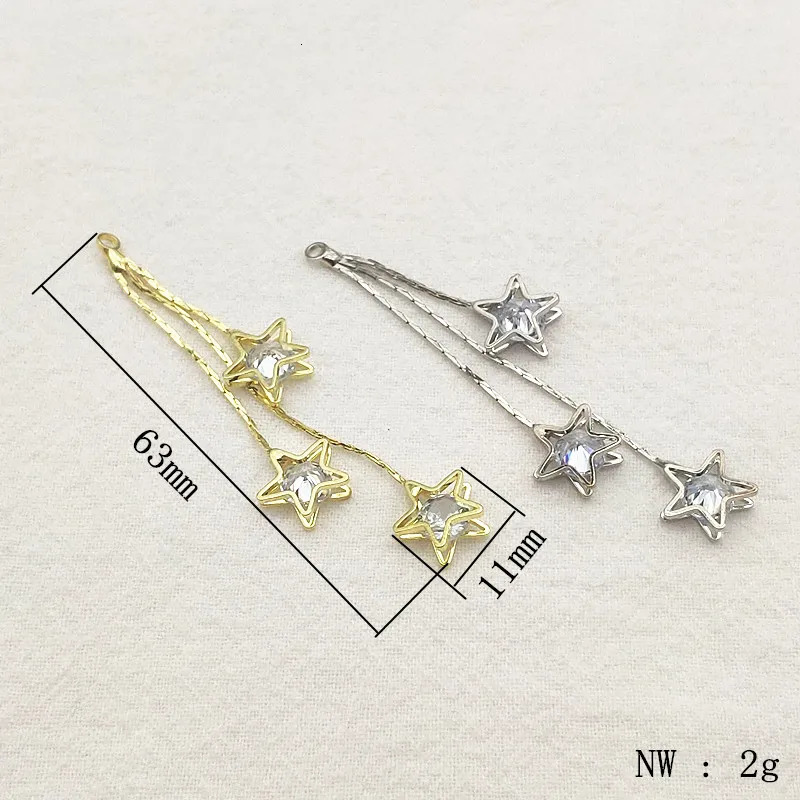 Arrival 63x11mm 50pcs Cubic Zirconia Star Chain Charm for Handmade Necklace Earring DIY PartsJewelry Findings Components 251030