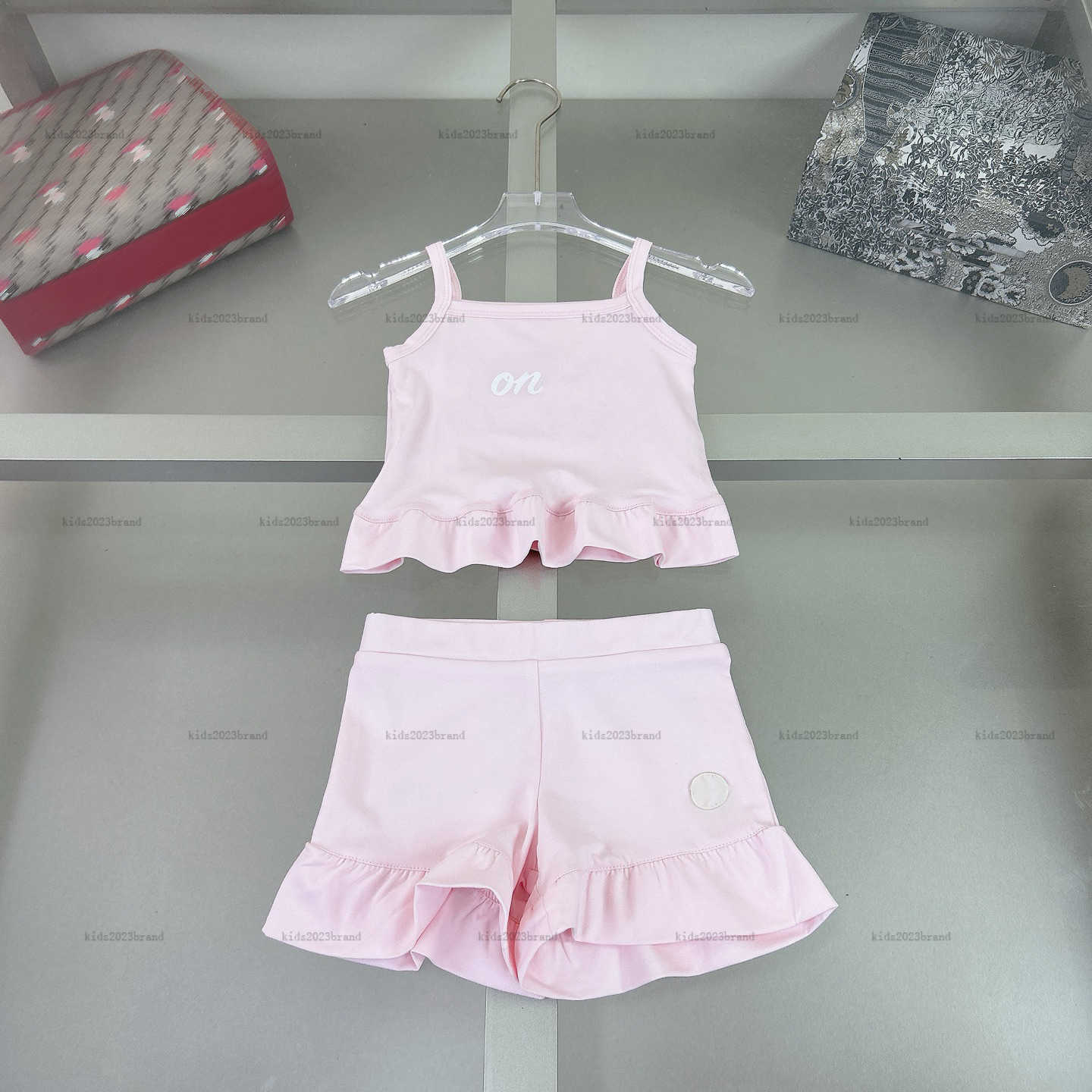 New newborn jumpsuits Cute Pink design toddler bodysuit kids designer clothes baby Crawling suit camisole and shorts A132X04N091