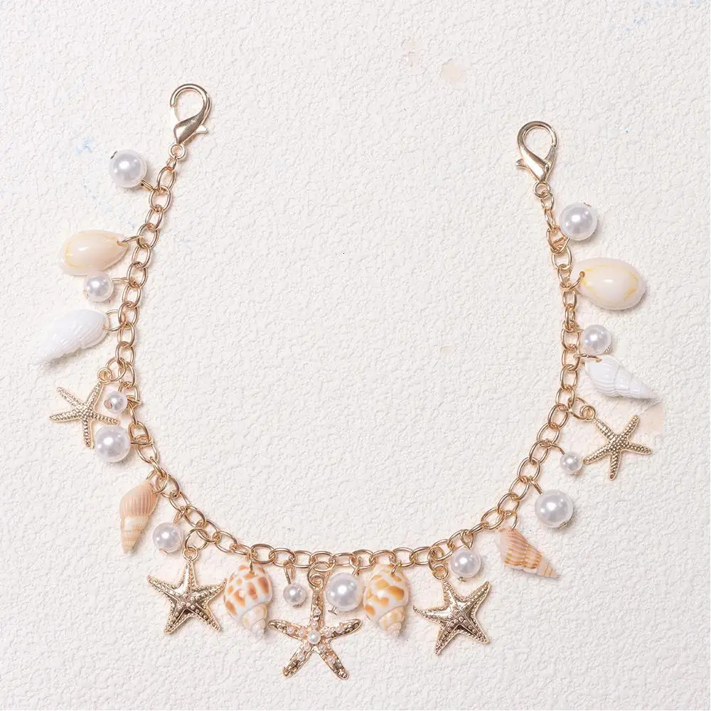Exquisite Starfish Conch Pearl Bag Chain Bohemian Layered Metal Chain Bag Pendant DIY Bag Charms For Handbag Handle Jewelry Gift 251030