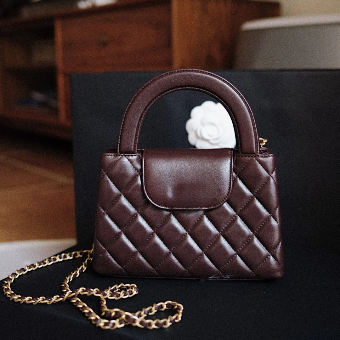 Top Designer 24P Mini Cute Bag Nano Bag Chain Flap Tweed Bag Handle Bag Leather Kell Handle Mini Classic Bag Gold Buckle Hardware Handbag Ladies Turn Lock Bag